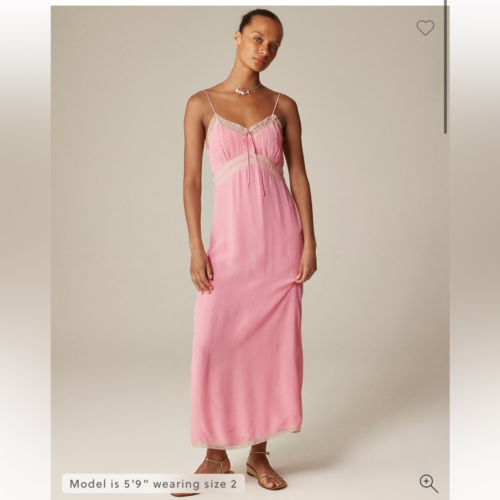 J.Crew Pintuck lace-trim slip dress in crepe de chine